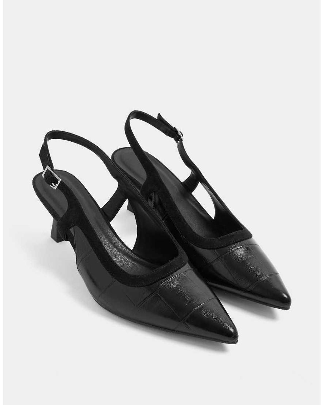 Yours Clothing Blue Wide Fit Croc Embossed Sling Back Heels