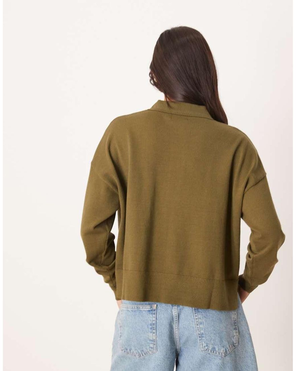 ASOS Green Knitted Structured Rugby Top