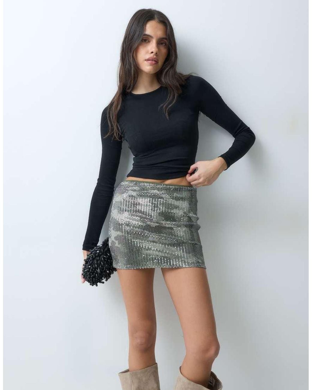 ASOS Multicolor Printed Sequin Mini Skirt