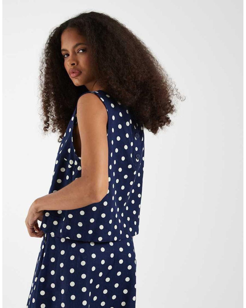 Gap Blue Linen Blend Cropped Top