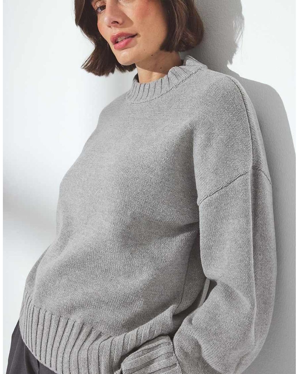 NA-KD Brown Folded Sleeve Knitted Sweater