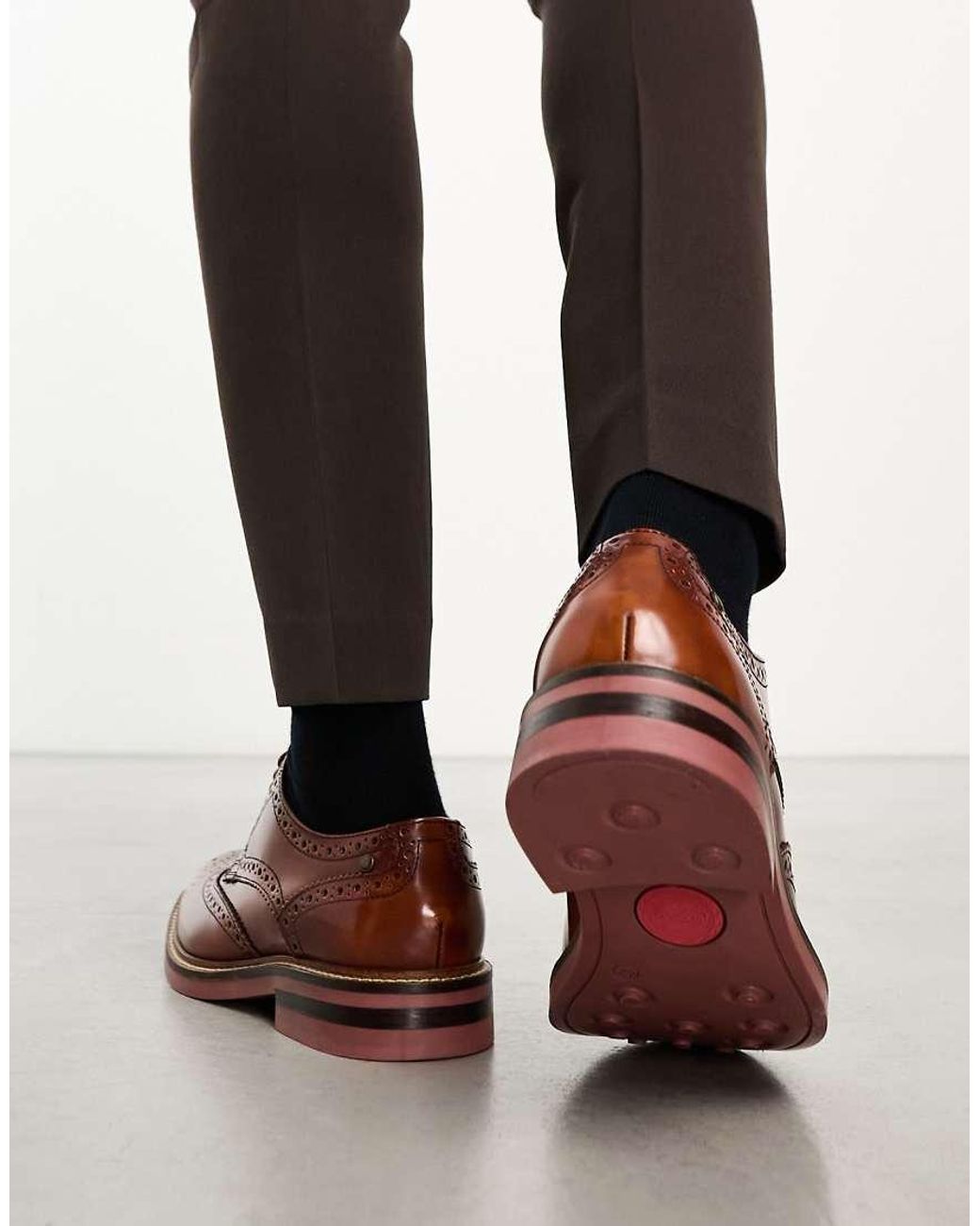 Hibase Shoes Base London Woburn Hi-Shine Brogue Shoe in Brown for Men | Lyst UK