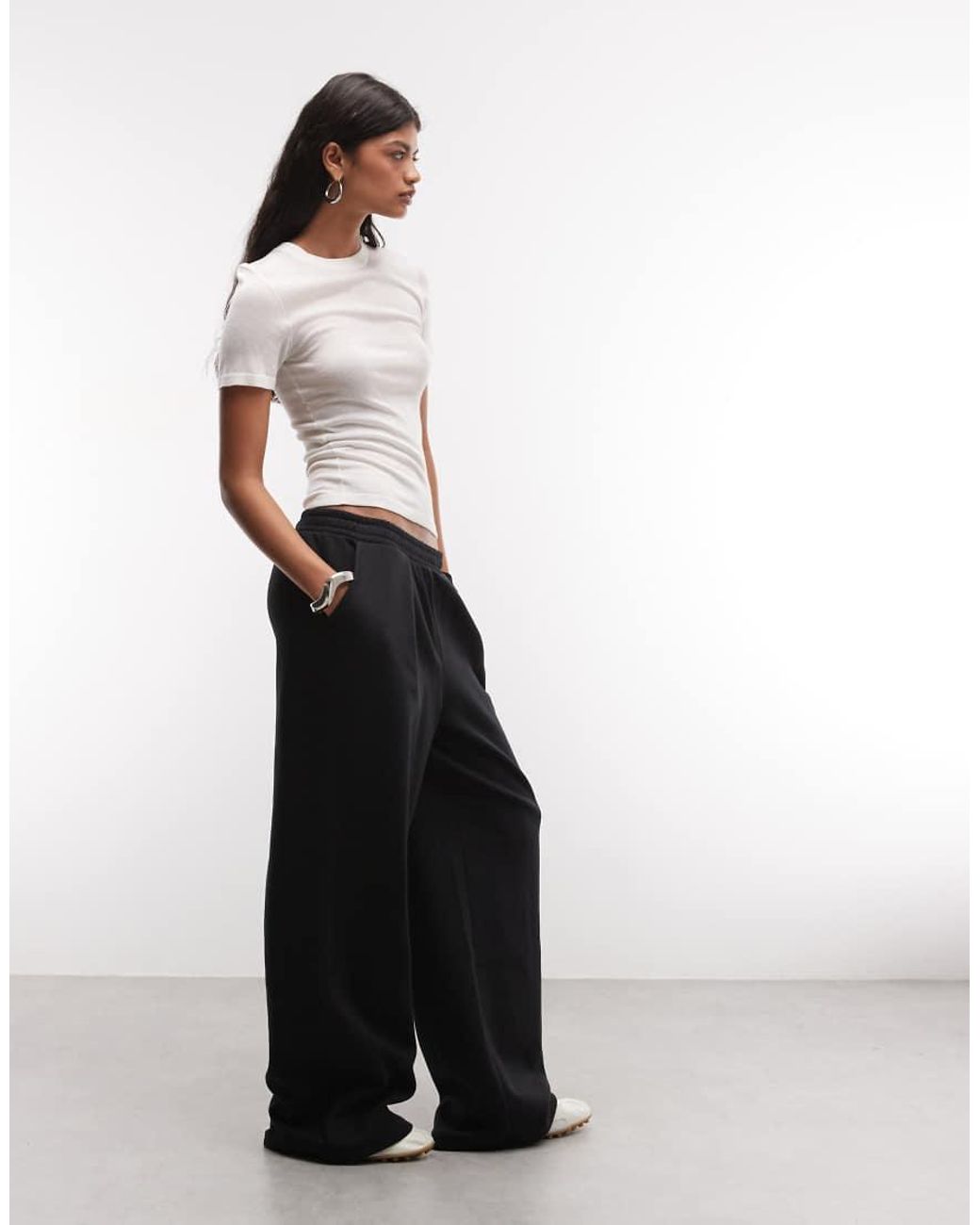 ASOS Black Wide Leg Jogger With Pleat