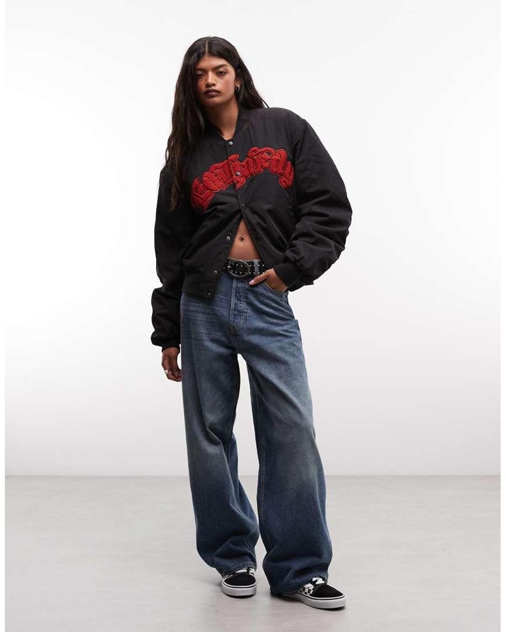 Ed Hardy Black Gothic Flaming Eagle Ruched Sleeve Bomber Jacker
