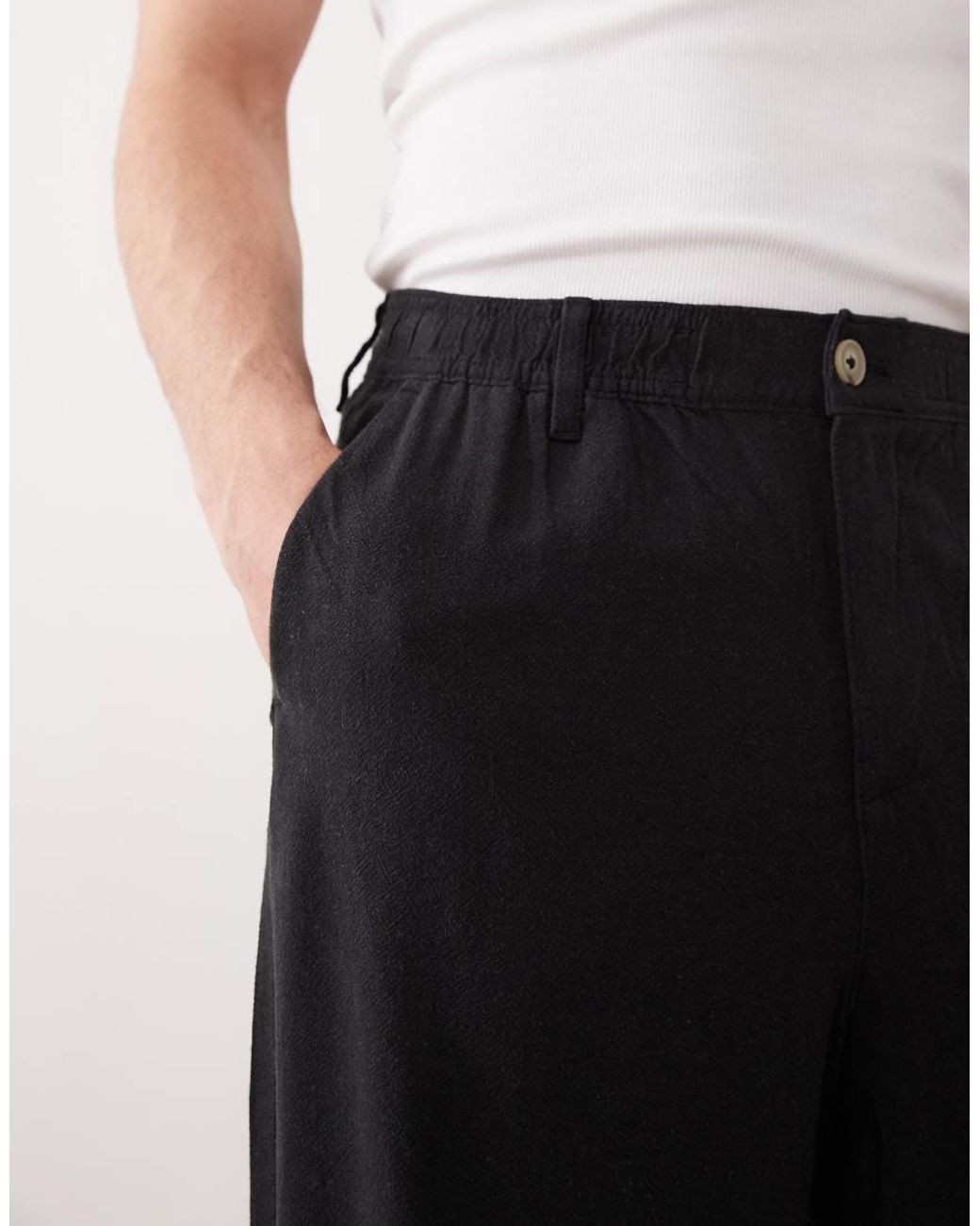ASOS White baggy Linen Blend Trousers for men