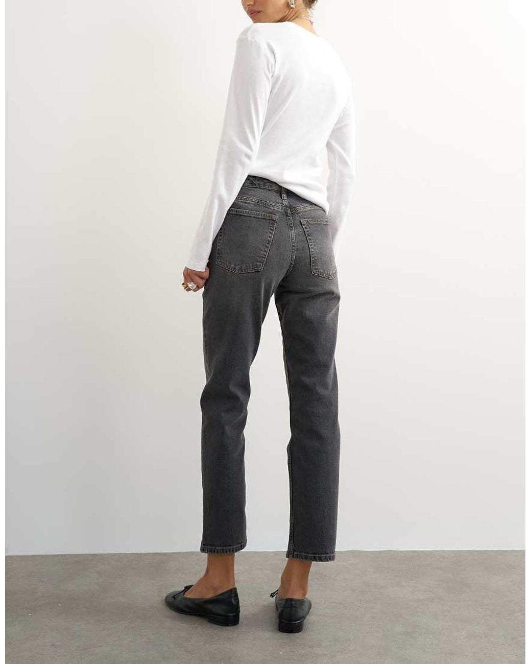 TOPSHOP White Orson Mid-rise Comfort Straight Jeans