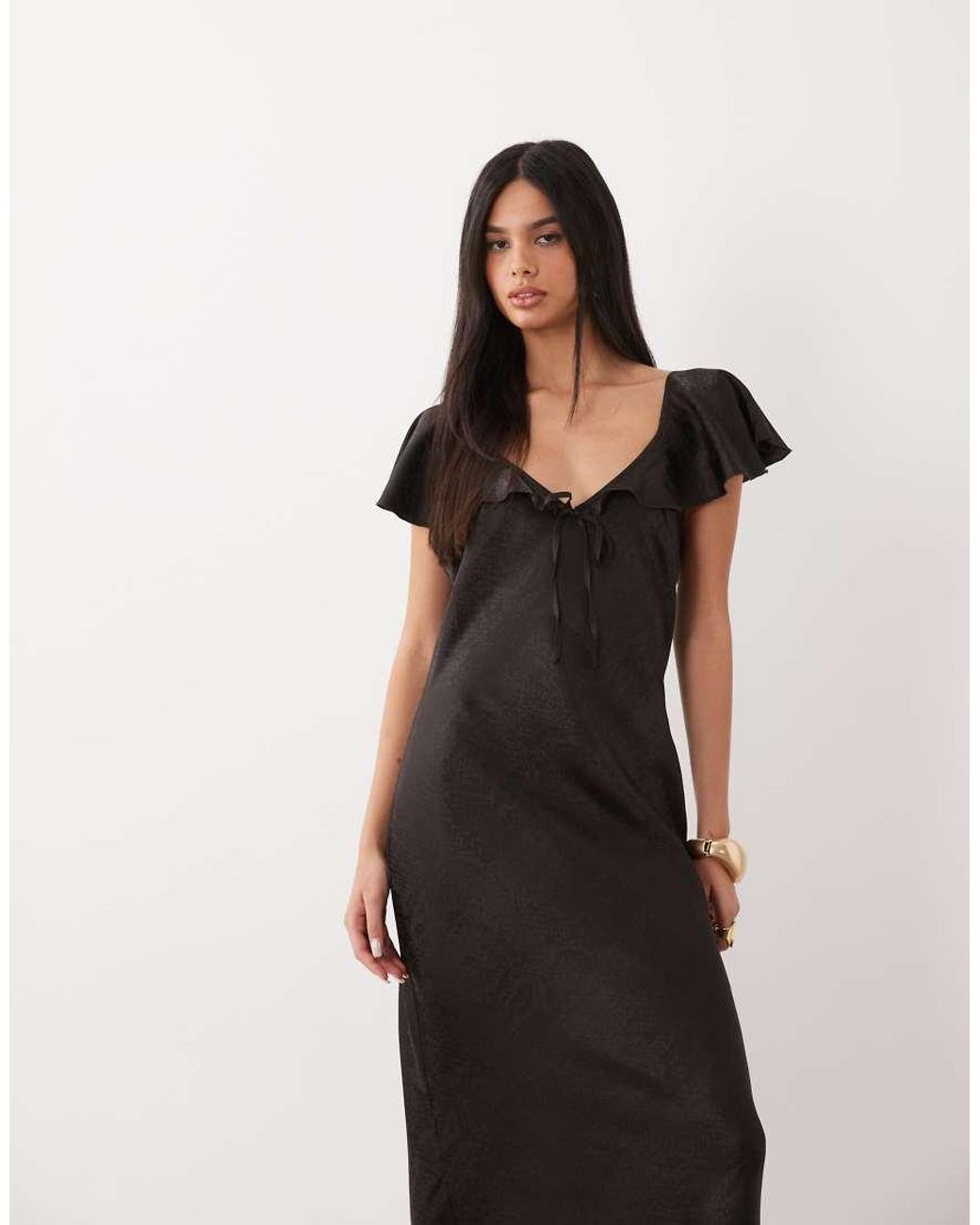 Vero Moda Brown Sleeveless Tie Detail Maxi Dress With Lace