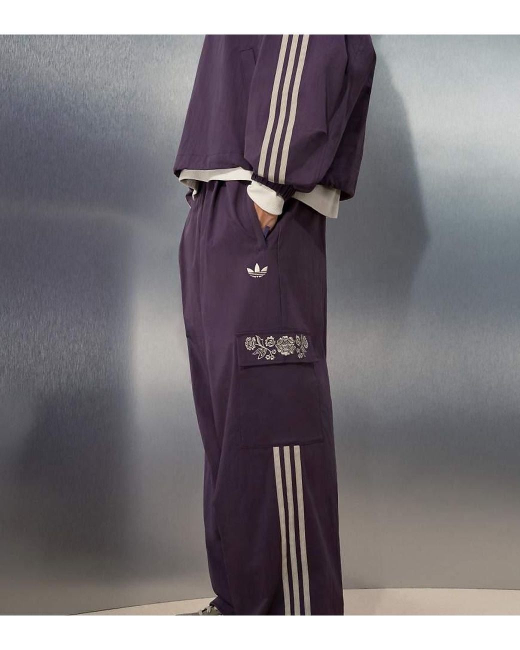 adidas Originals x ASOS Blue Track Pants With Embroidery Detail for men