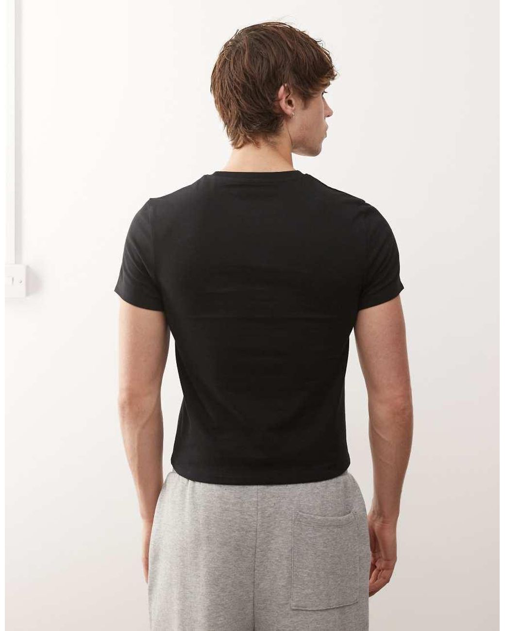 Collusion Black Shrunken Muscle Fit T-shirt for men
