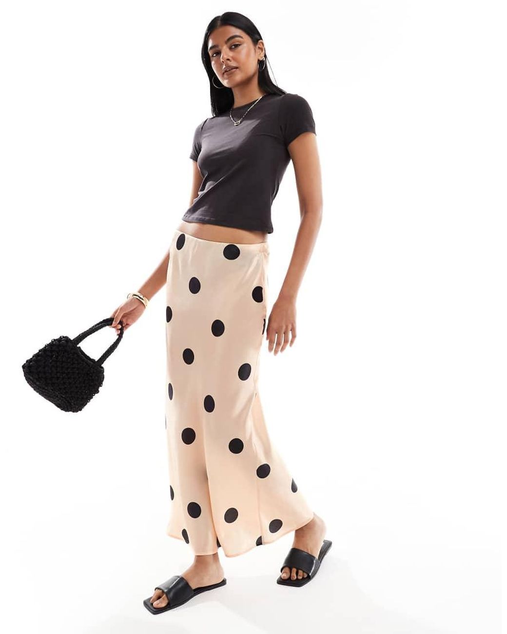 ASOS White Low Rise Satin Maxi Skirt