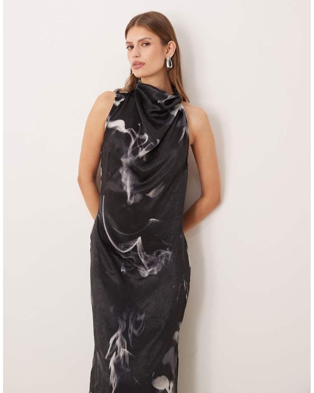 ASOS Black High Neck Cowl Maxi Dress