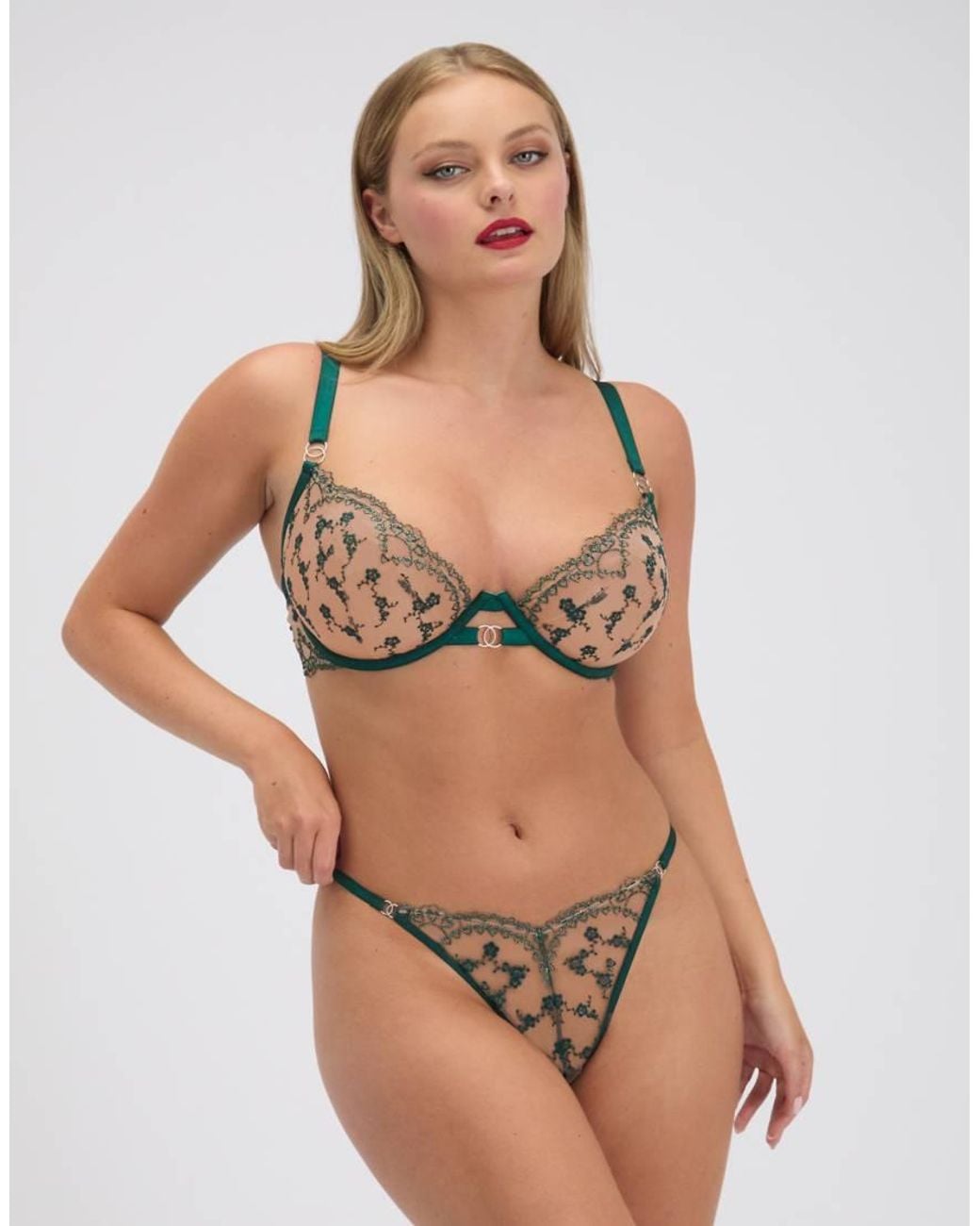 Boux Avenue Black Eugenia Embroidered Unpadded Underwired Plunge Bra
