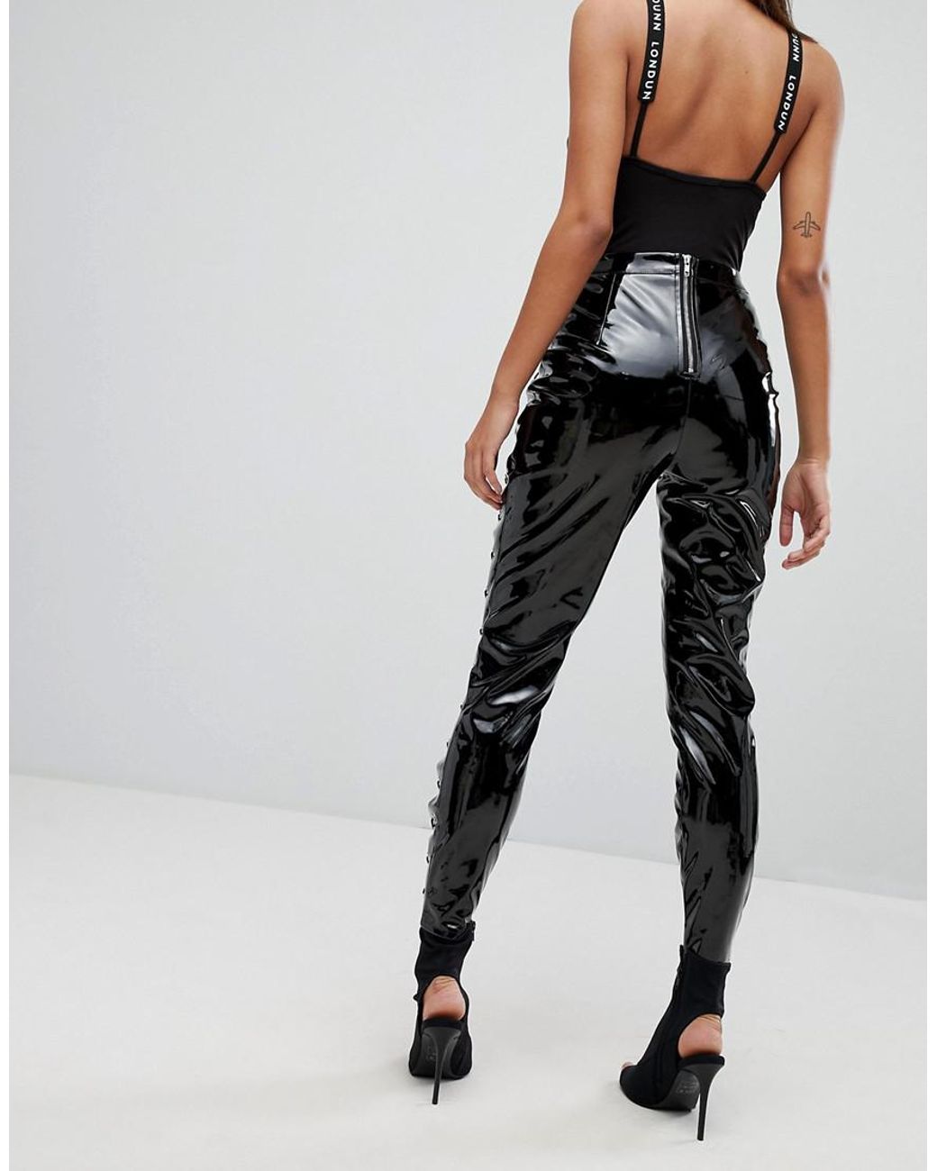 Lace up shop vinyl trousers