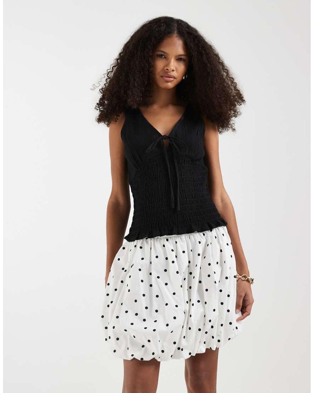 ASOS Black Shirred Waist V Neck Cami