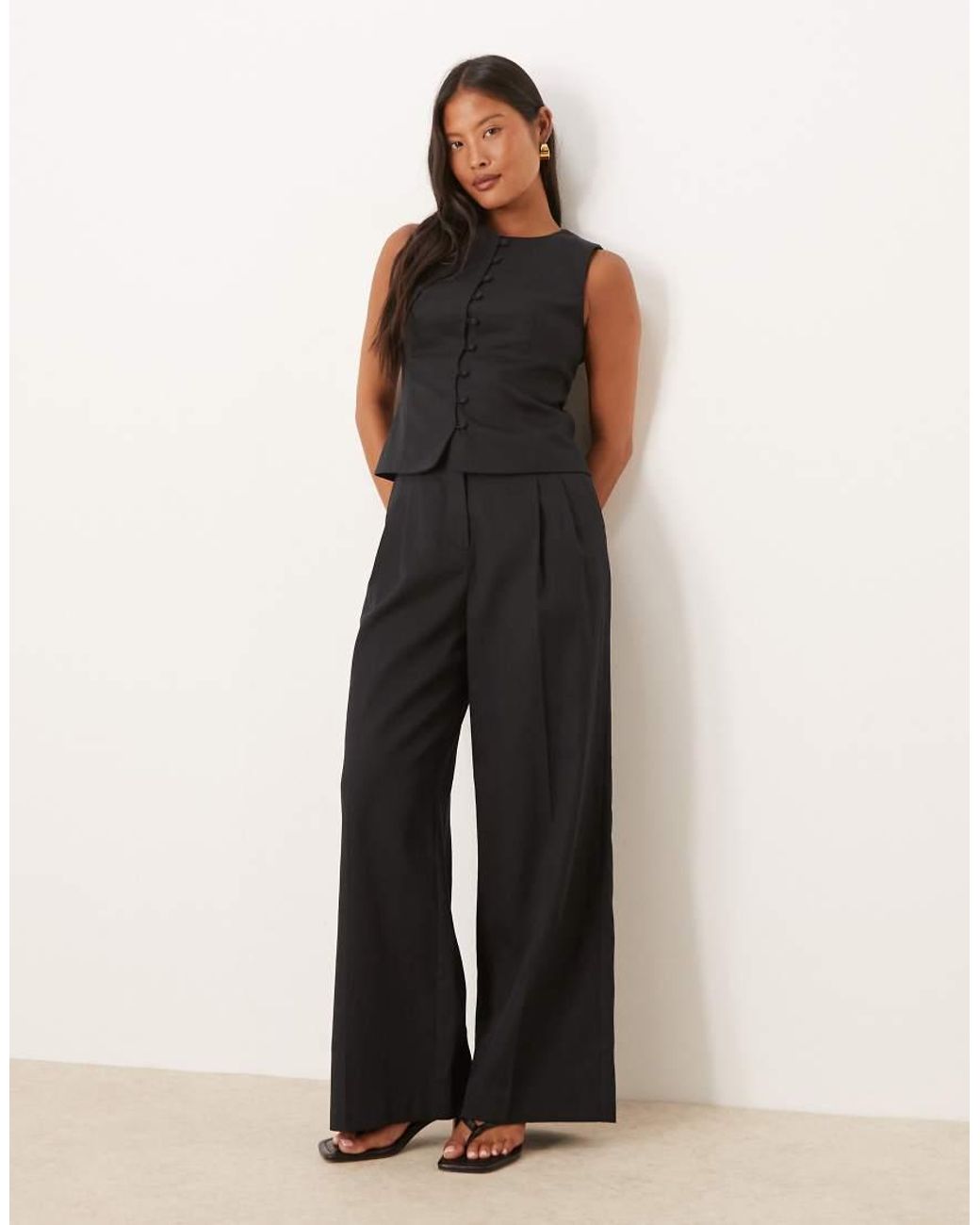 Nobody's Child Petite Black Jax Wide Leg Trousers Co-Ord