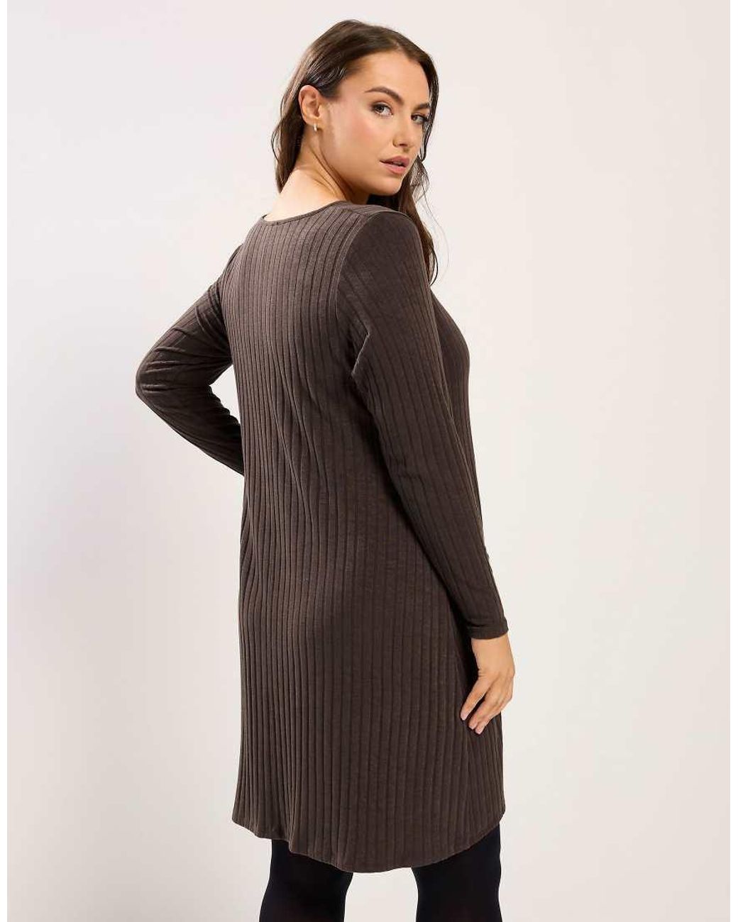 Yours Clothing Brown Ribbed Mini Dress