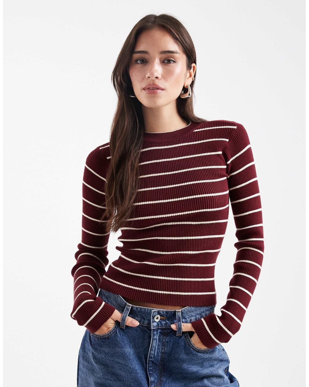 Pieces Red Rib Knit Top