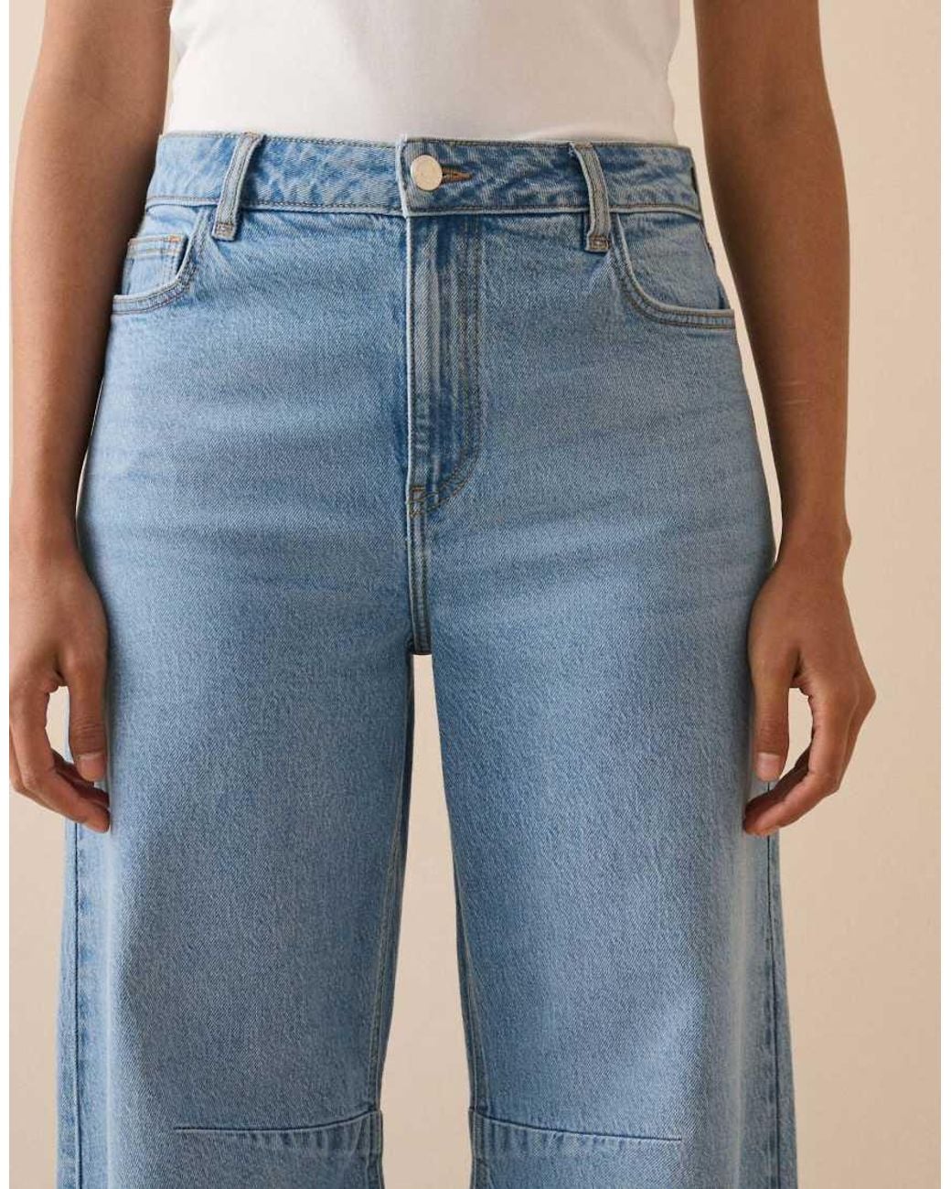 Nobody's Child Blue Mid Rise Subtle Barrel Jeans