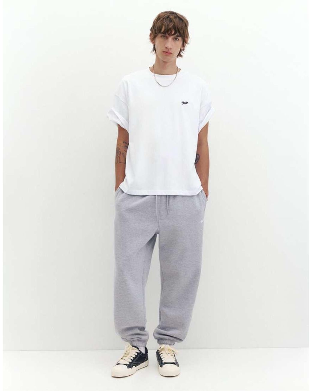 Pull&Bear White Stwd joggers for men