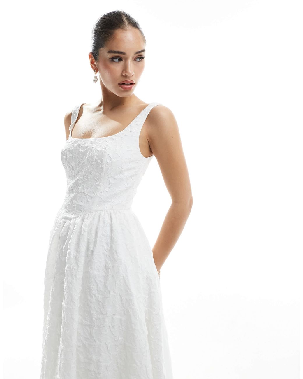Ever New Robe EVER NEW Bridal Dropped Hem Jacquard Maxi Dress in White | Lyst