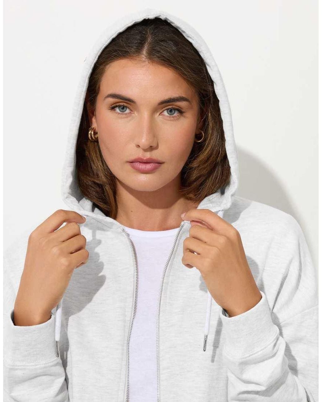 Long Tall Sally White Zip Through Pocket Hoodie