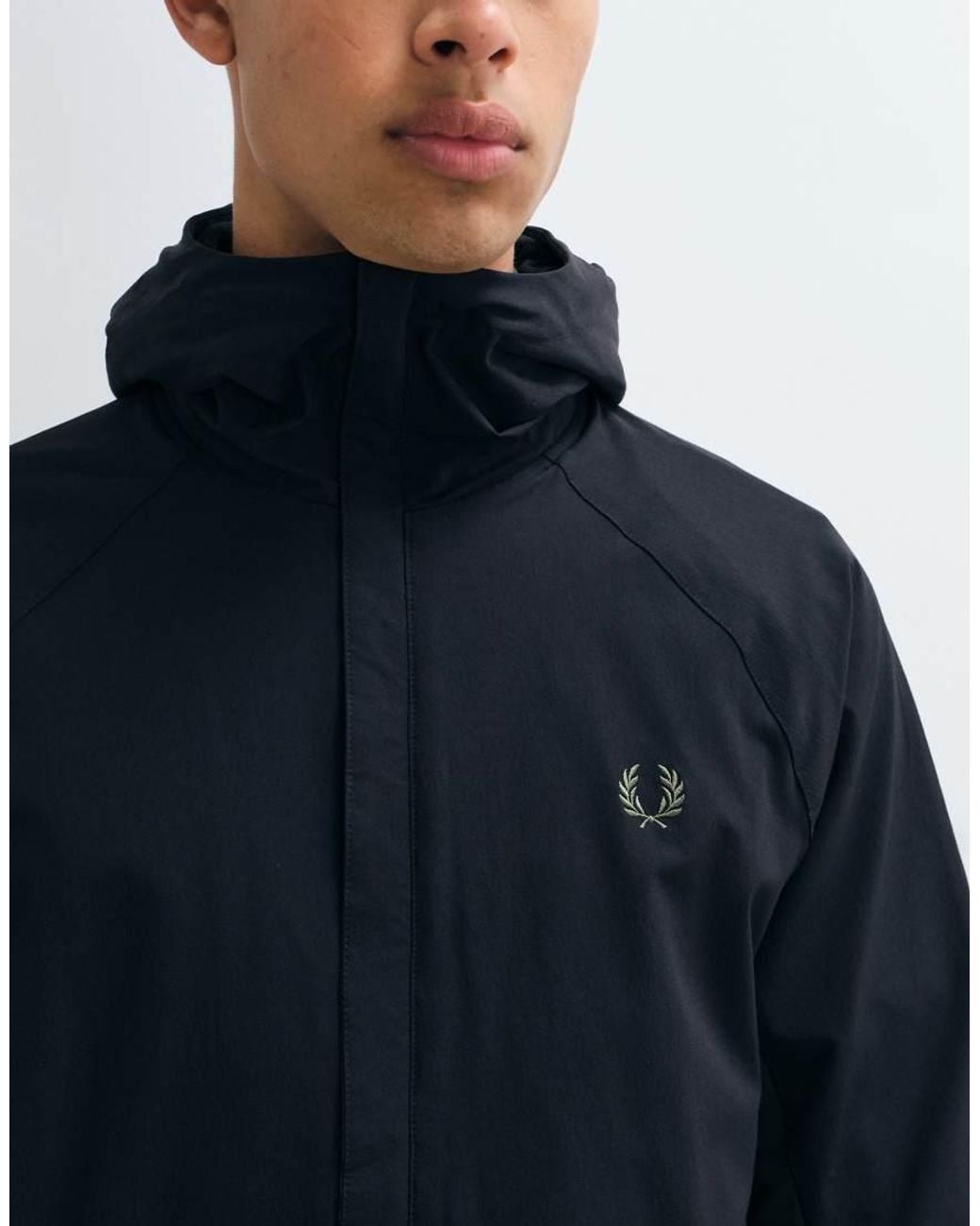 Fred Perry Blue Colour Block Hooded Jacket for men