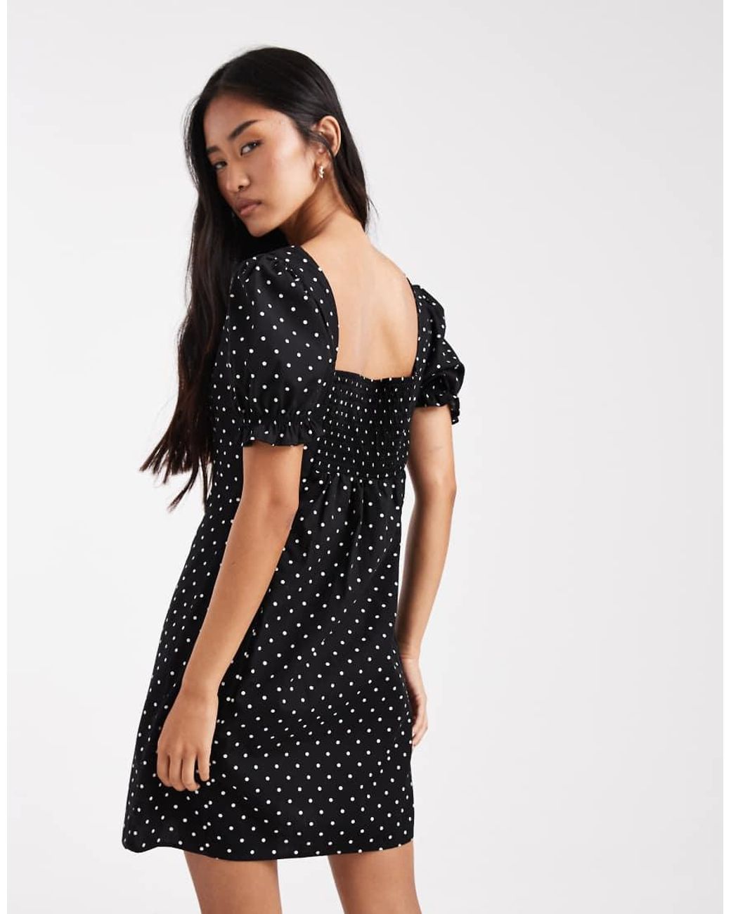 Miss Selfridge Black Puff Sleeve Mini Dress