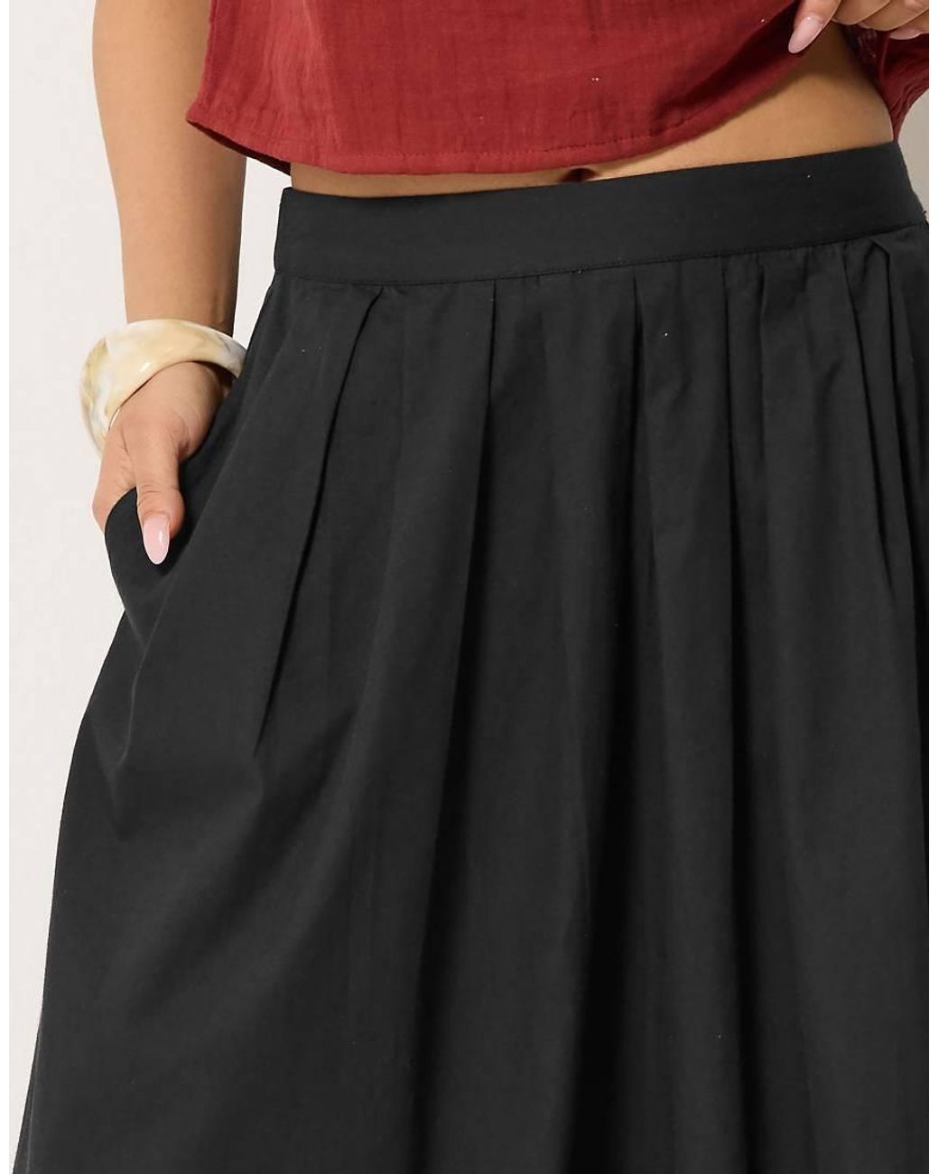 PixieGirl Black Petite Cotton Poplin Maxi Skirt
