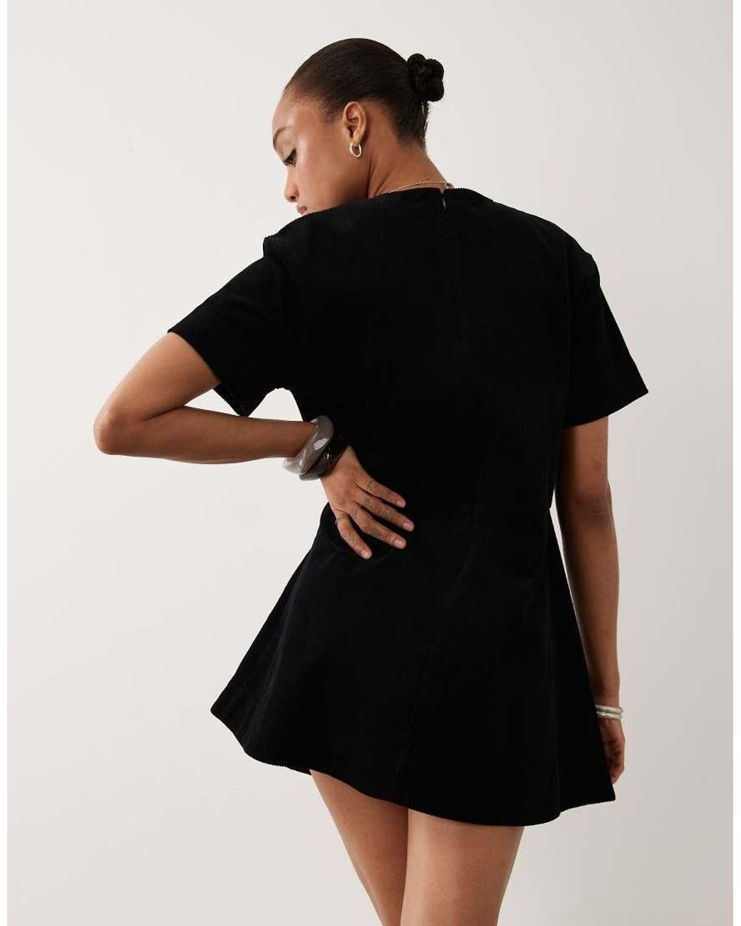 ASOS Black Asos Design Tall Mini Cord T-Shirt Dress
