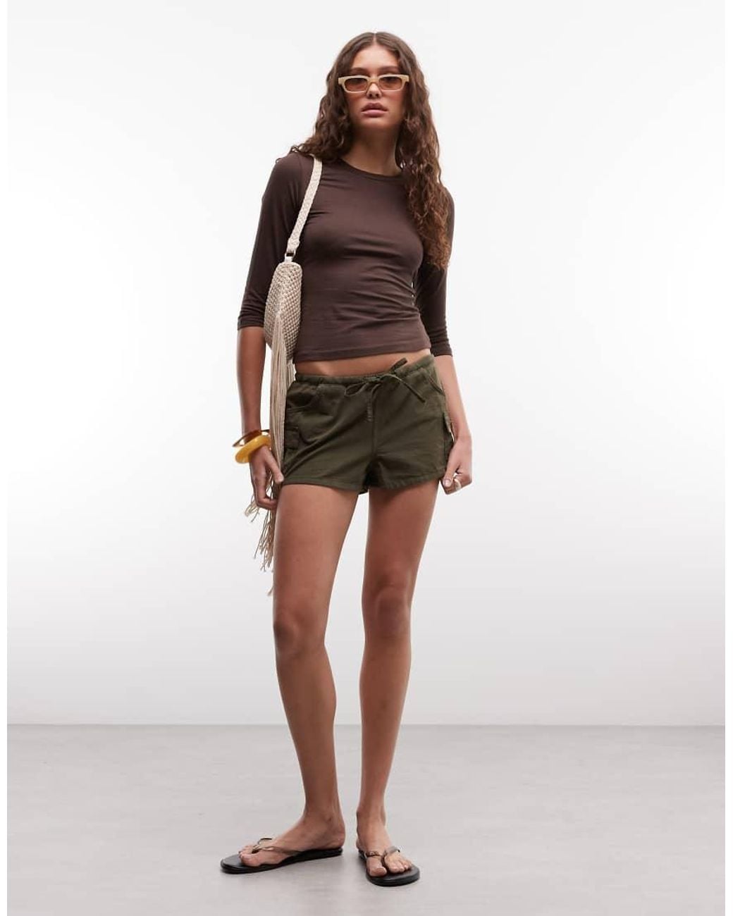 Monki Brown 3/4 Sleeve Top
