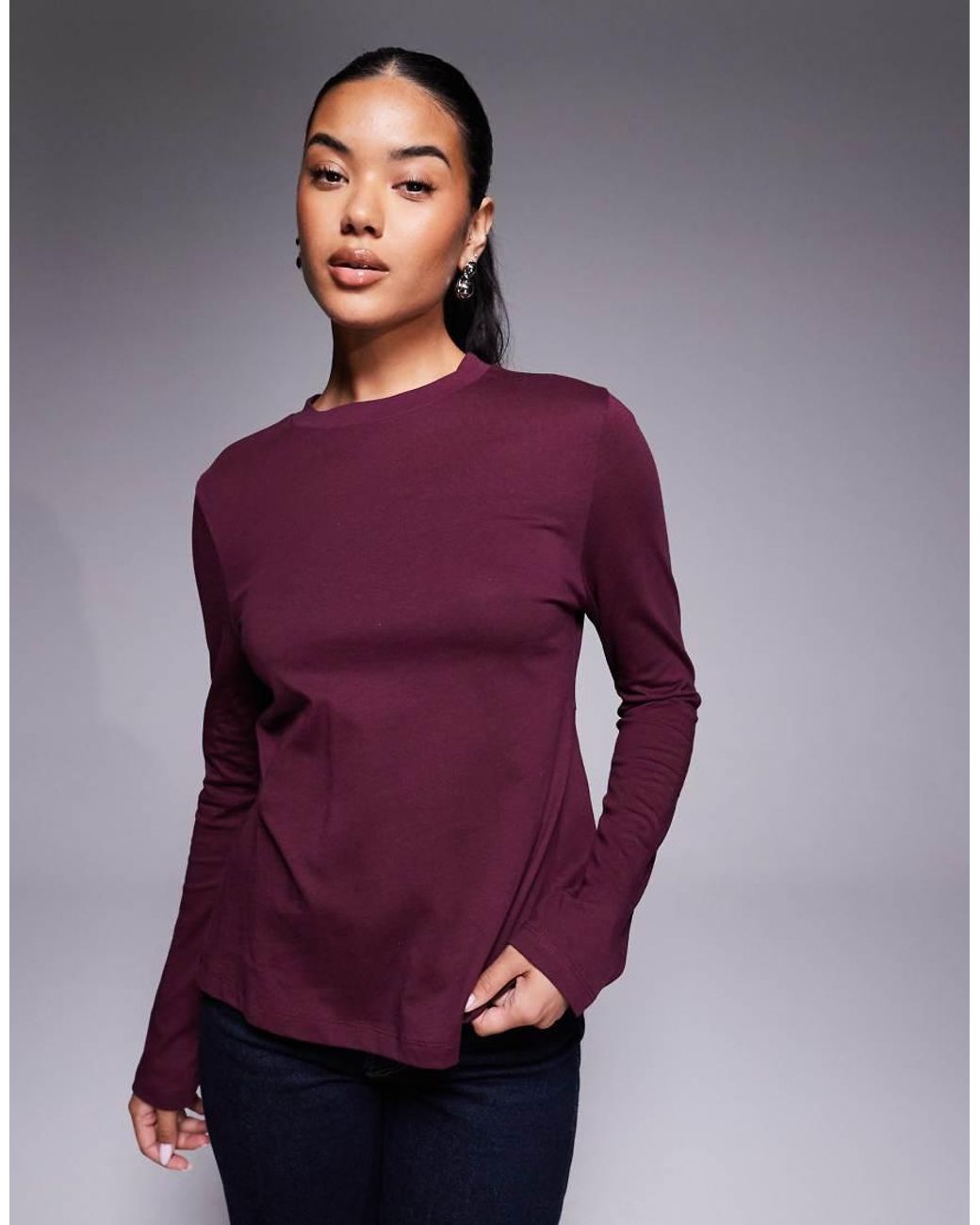 ASOS Purple Longline Top With Open Tie Back Detail