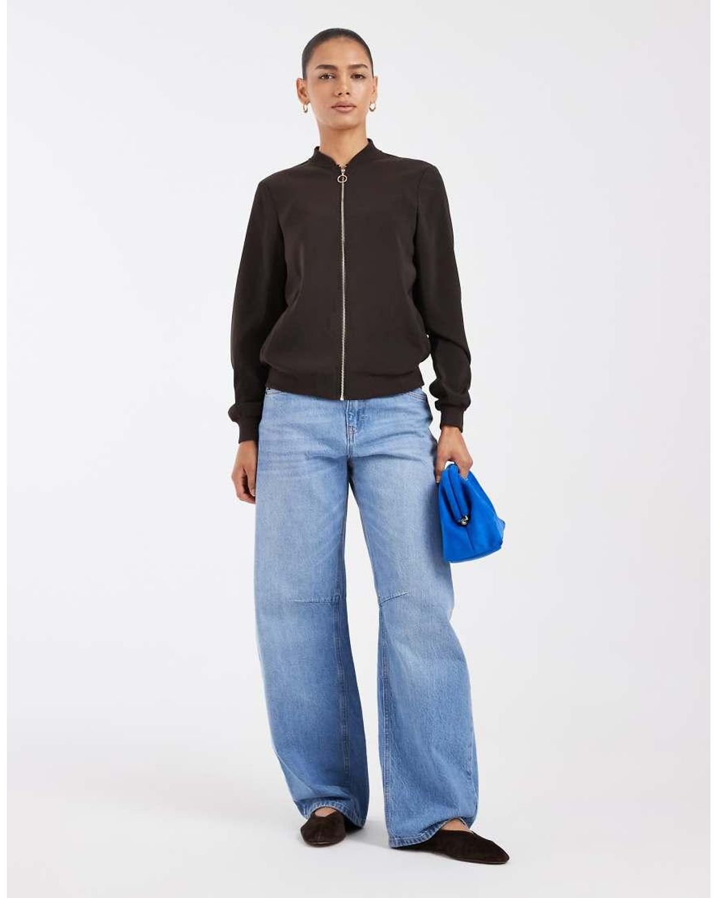 Vero Moda Gray Lightweight Zip Front Bomber Jacket