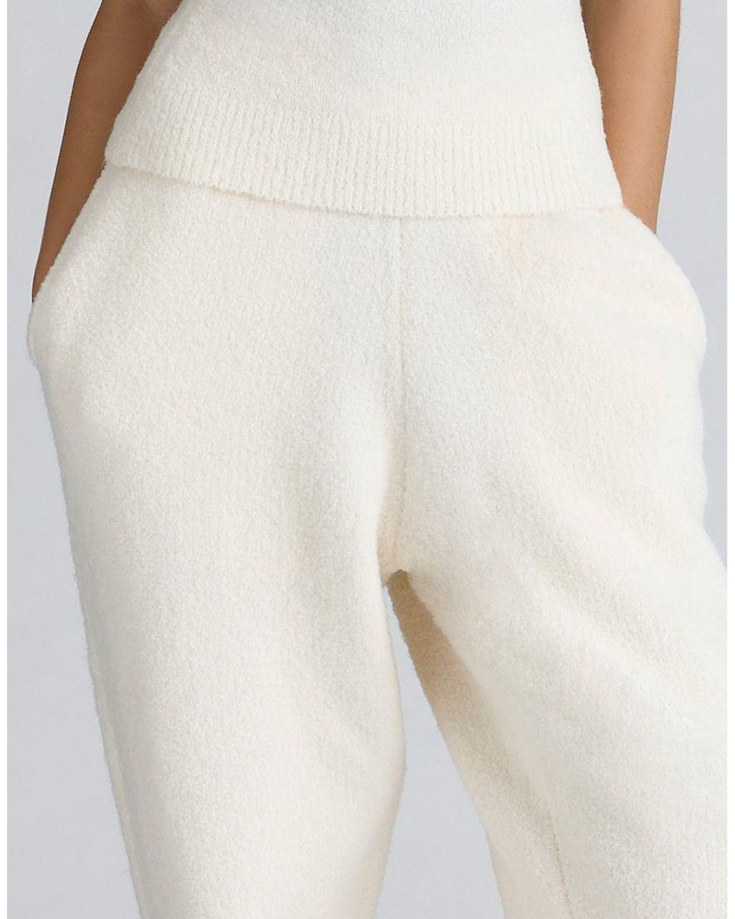 House Of Cb White Geena Ivory Wool Boucle Knit Trousers