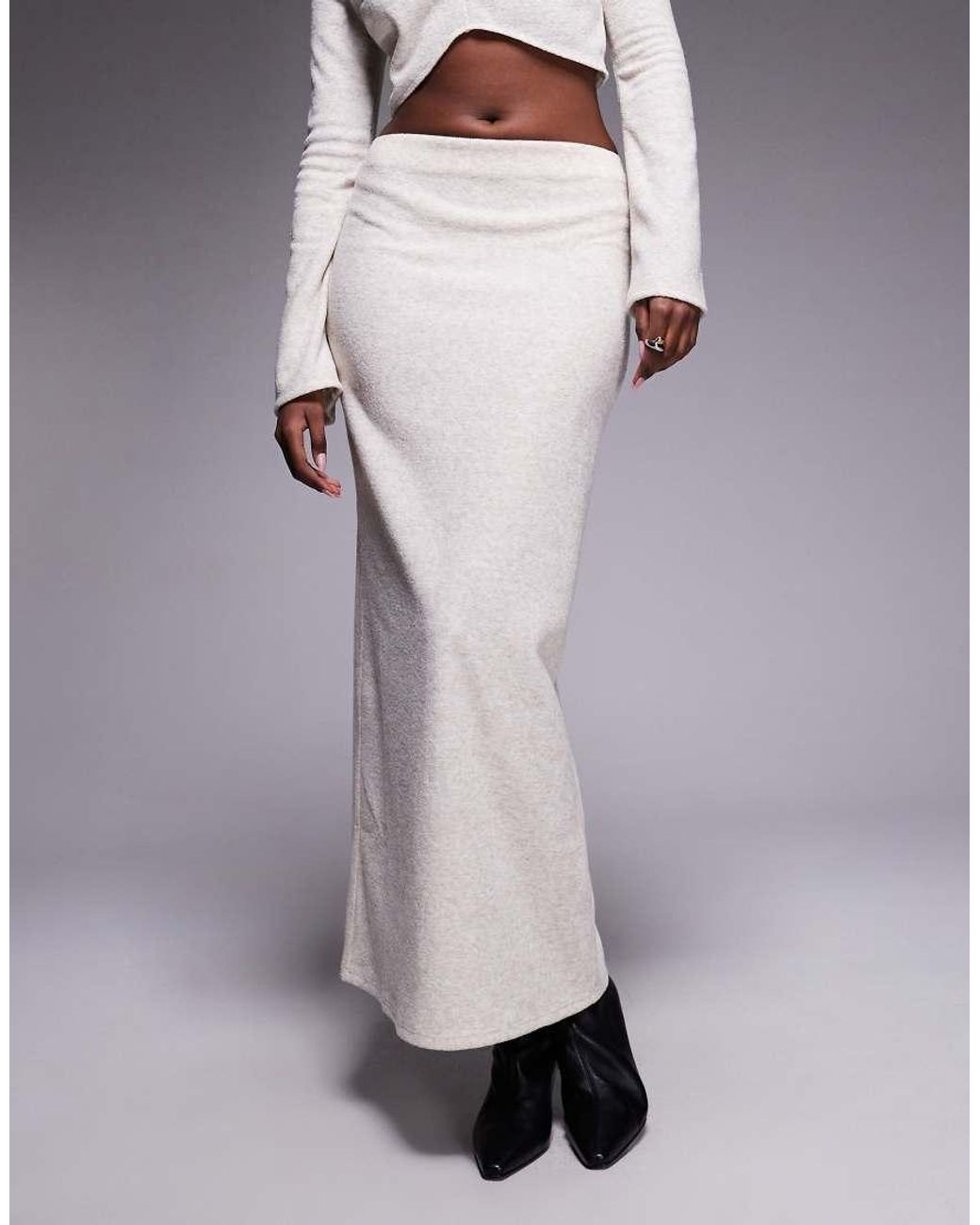 ASOS Purple Brushed Rib Column Maxi Skirt