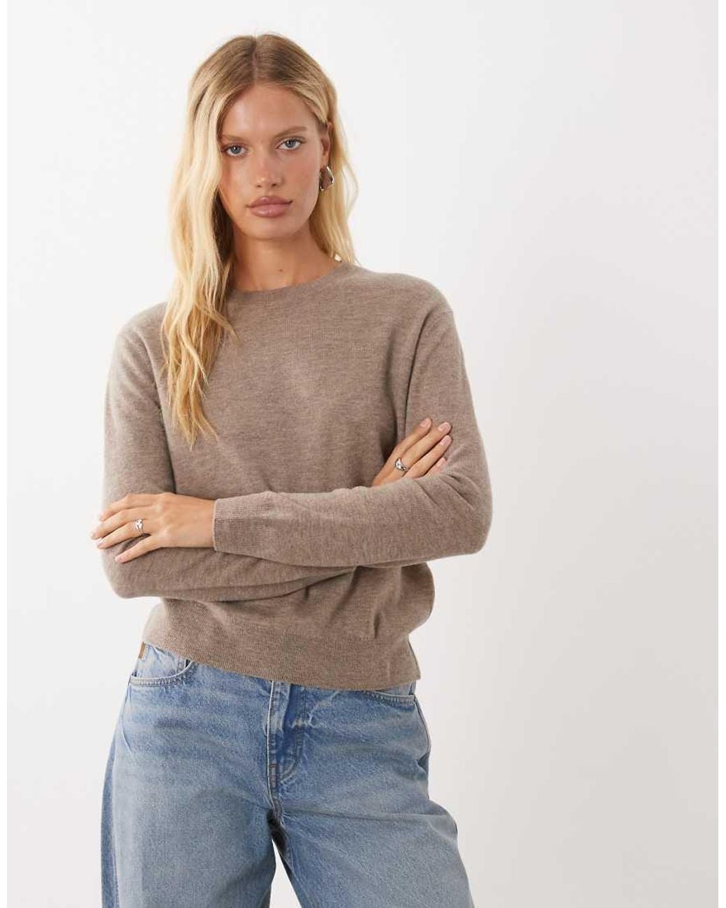 Mango Brown 100% Wool Round Neck Jumper