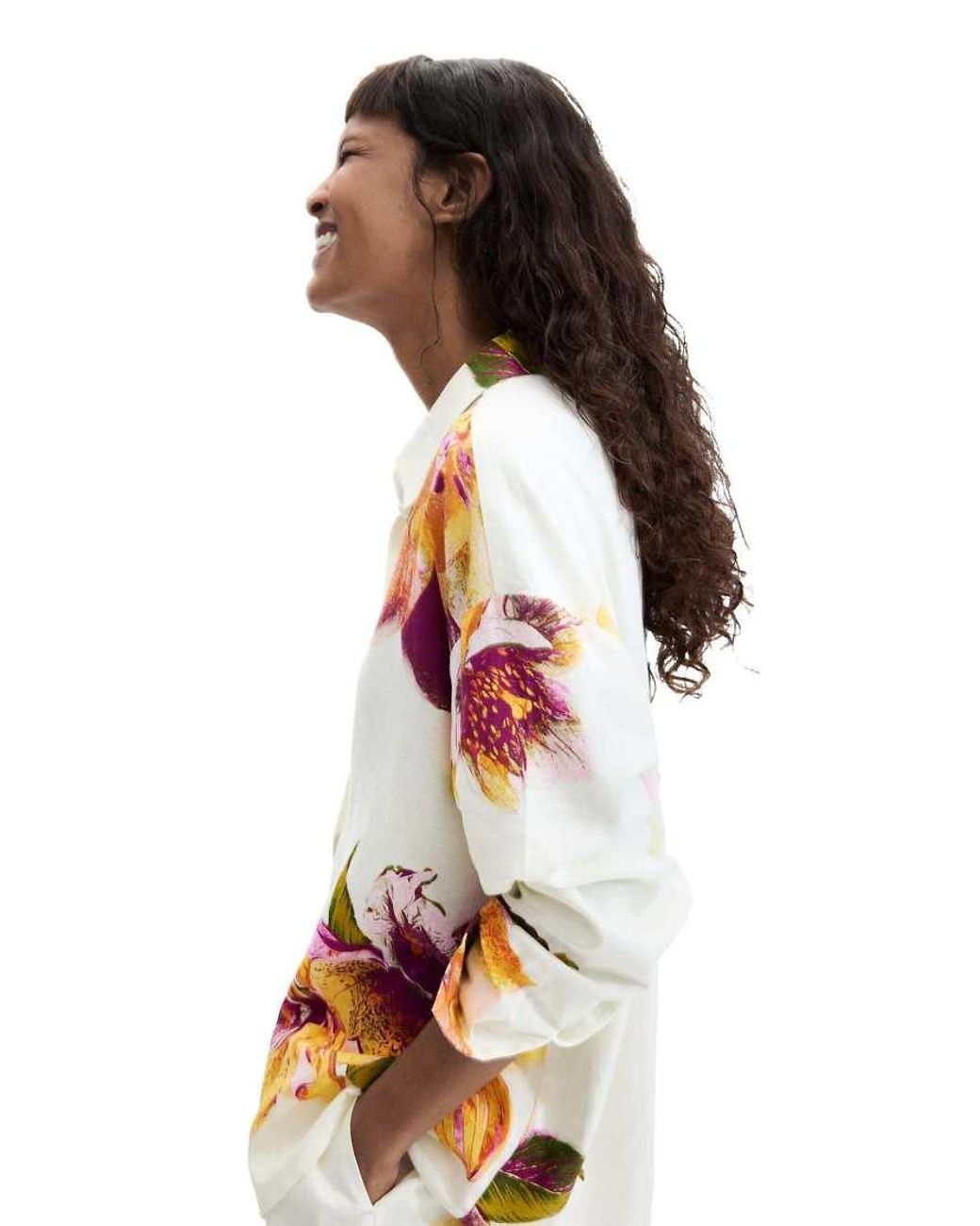 Desigual White Printed Floral Shirt
