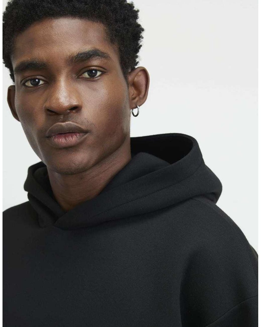 River Island Black Premium Oversized Fit Cotton Hoodie for men