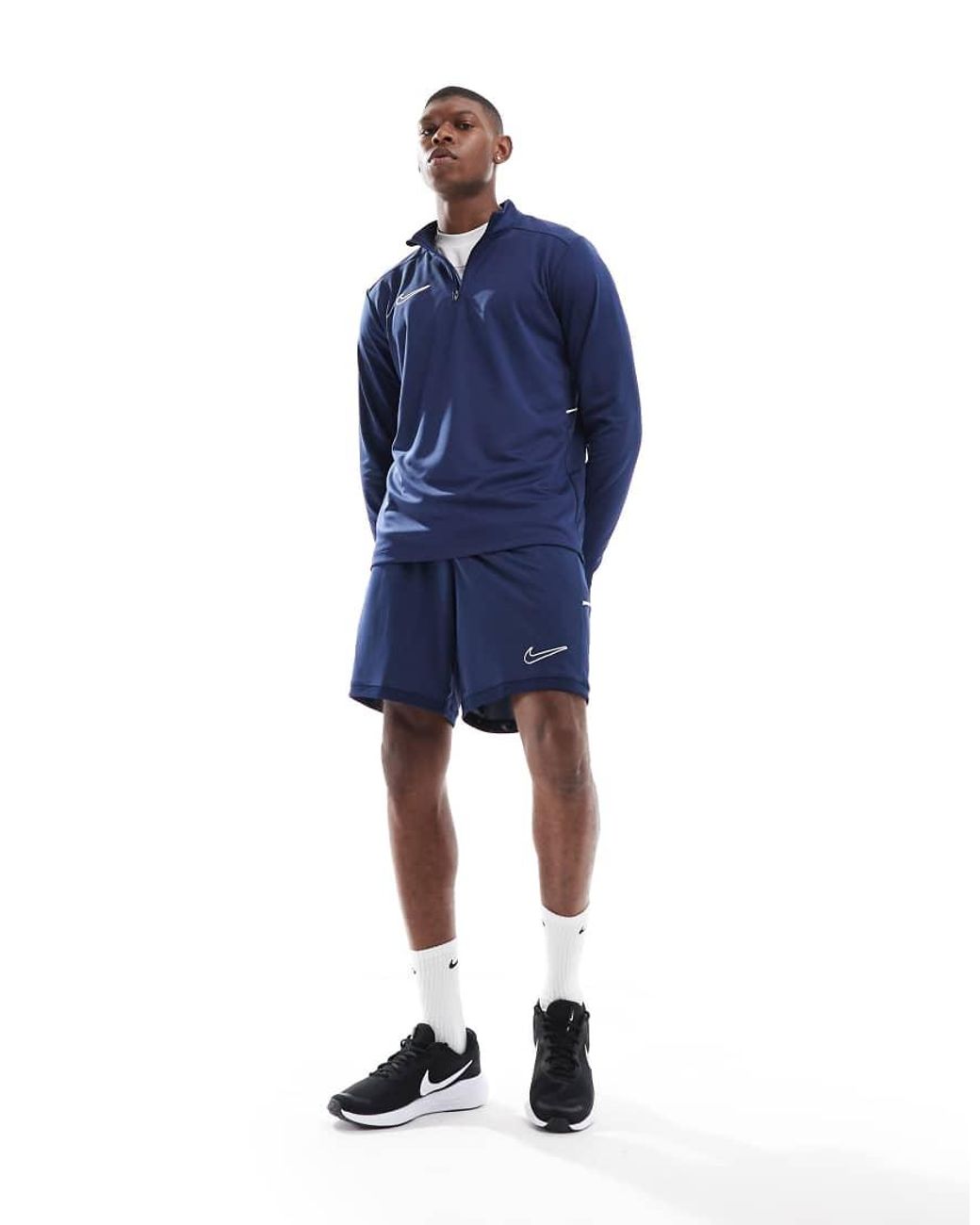 Nike Football Blue Academy 25 Dri-fit Half Zip Long Sleeve Top for men