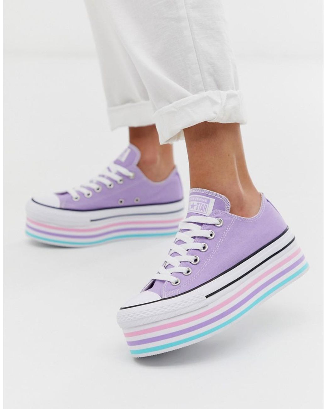 Converse Chuck Taylor All Star Super Platform Layer Lilac Trainers in  Purple | Lyst