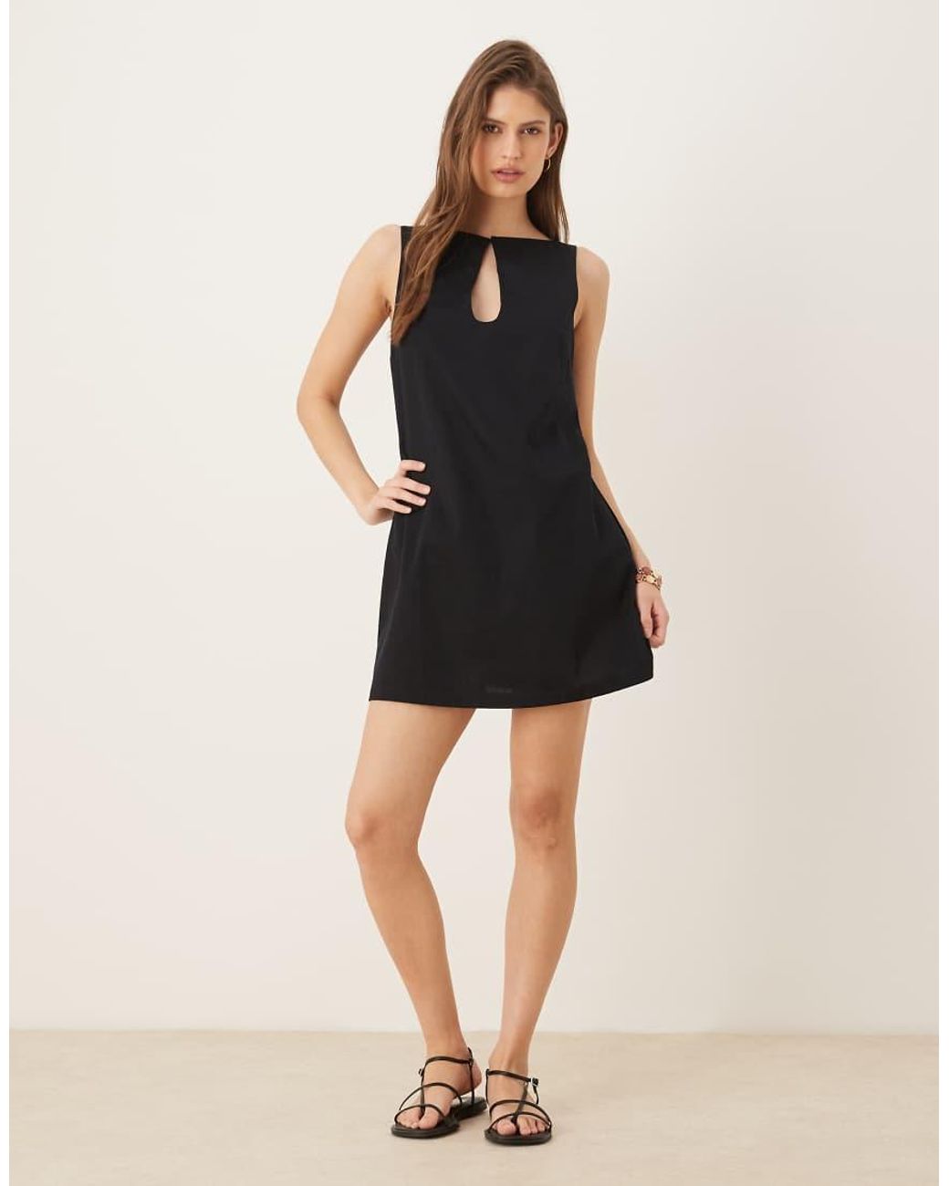 ASOS Black Slash Neck Keyhole Mini Sundress