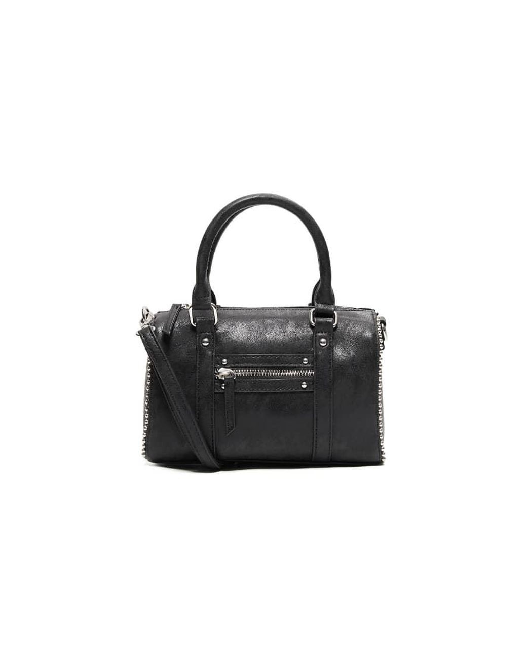 Bershka Black Faux Suede Bowling Bag