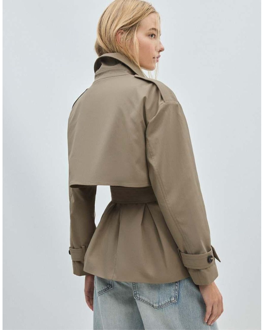 Stradivarius Blue Mid-length Trench Coat