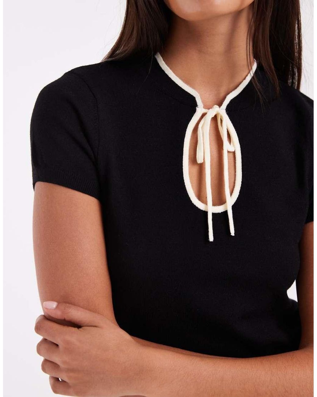 ASOS Blue Tie Front Collared Top