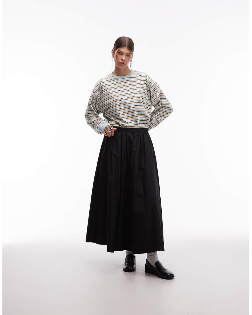 ASOS White Volume Detail Midi Skirt