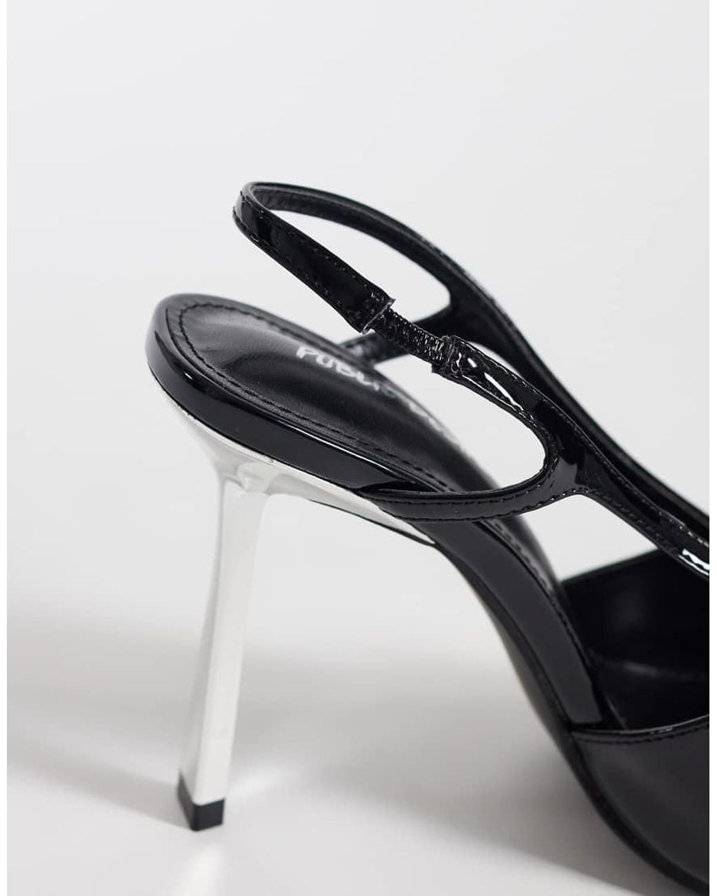 Public Desire Blue Edie Heeled Pumps With Gold-tone Toe Caps