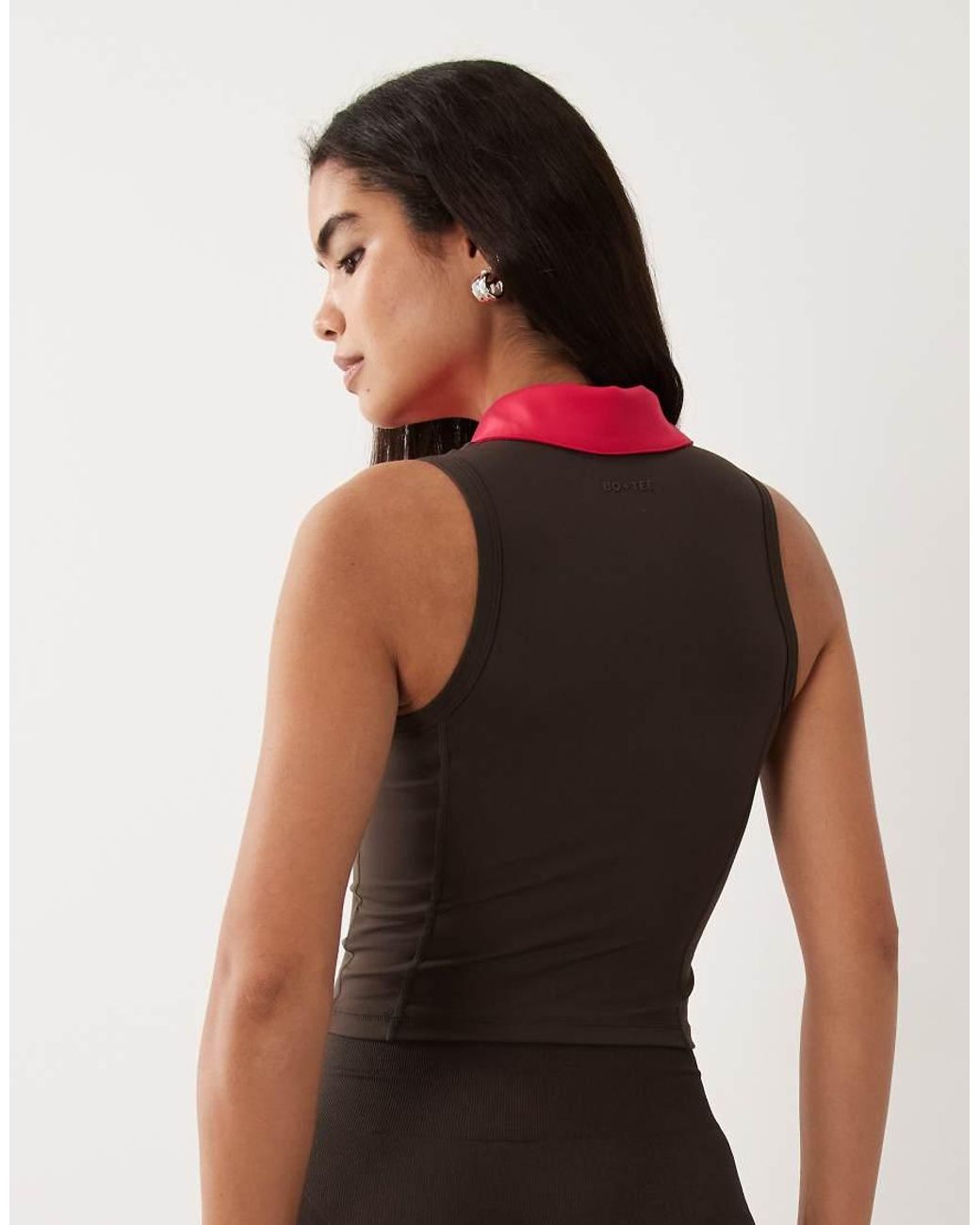 BO+TEE Red Bo+tee Soft Active Quarter Zip Top With Contrast Collar