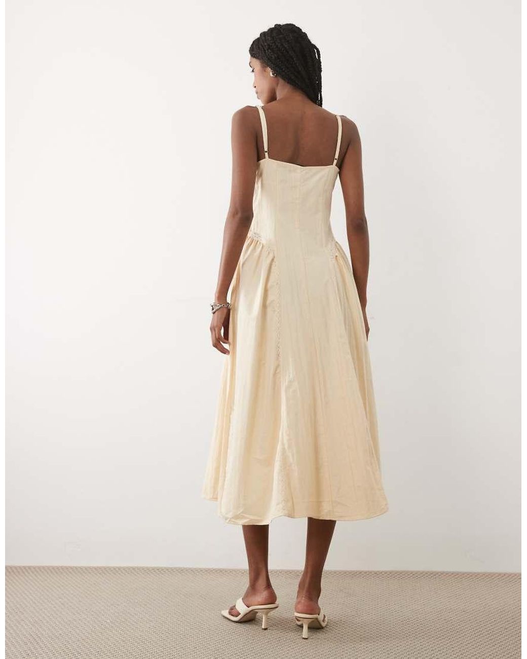 Mango Natural Cotton Rich Structured Strappy Midi Dress