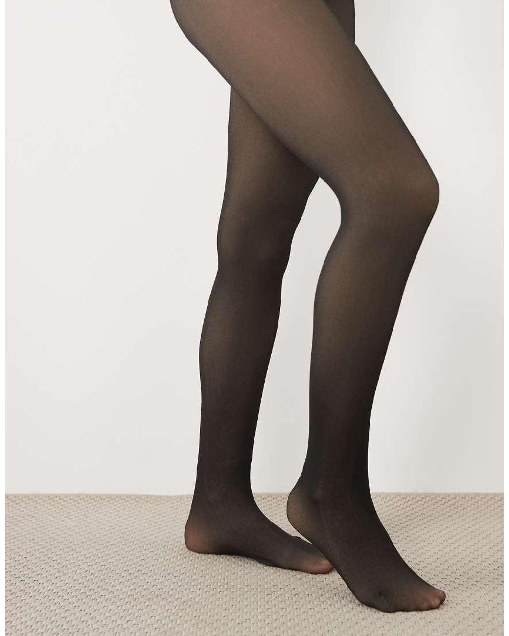 New Look Black Sheer Look Fleece Lined Tights