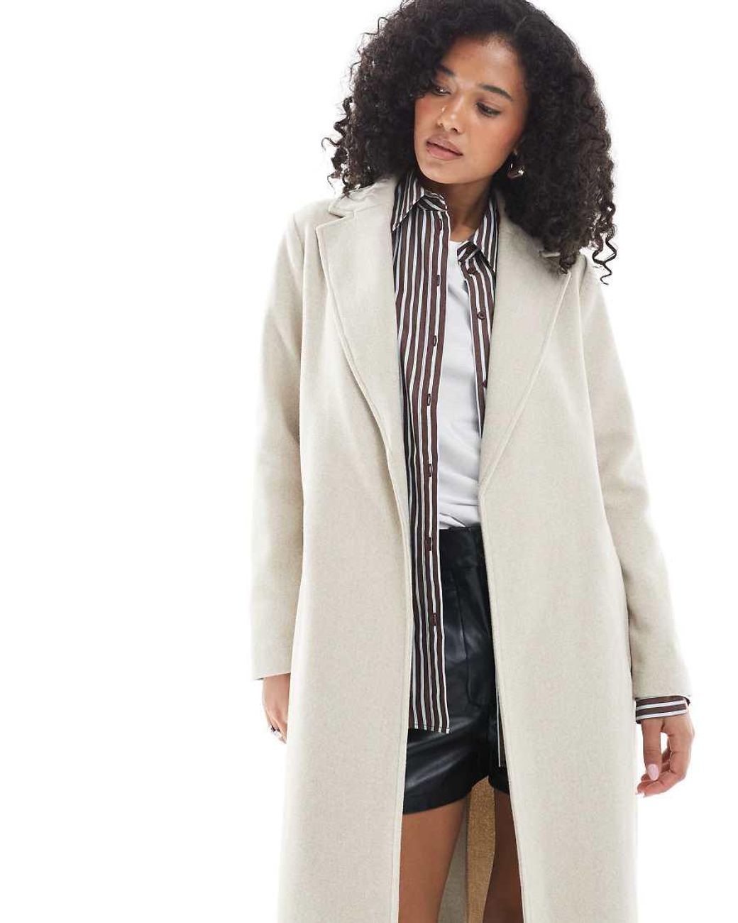 New Look White Longline Belted Coat