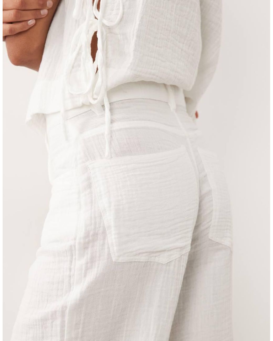 Mango Natural Rodas 100% Cotton Textured Trouser Co-ord